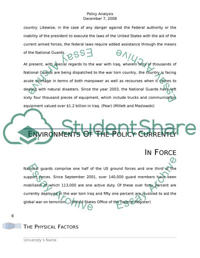 Description of policy currently under force