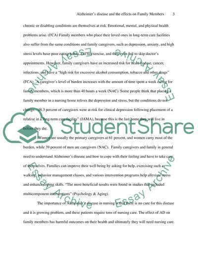 Alzheimers disease and the effects on family members