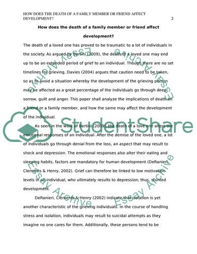 How Does the Death of a Family Member or Friend Affect Development