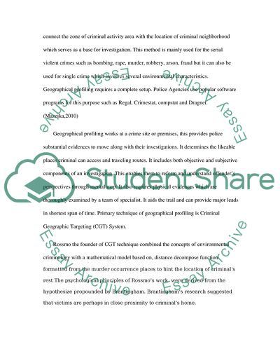Geographical Profiling Helpful In Criminal Investigation Essay