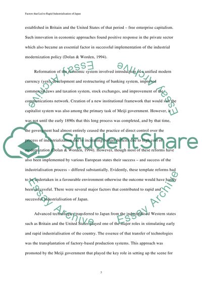 Factors that Led to Rapid Industrialisation of Japan