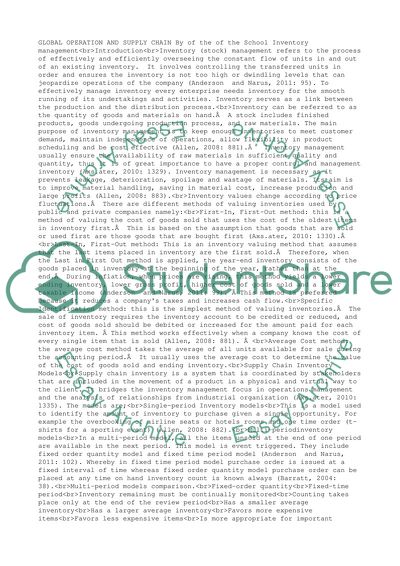 Global operation and supply chain