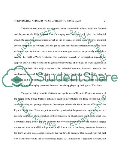The Principle and Substance of Right to Work Laws