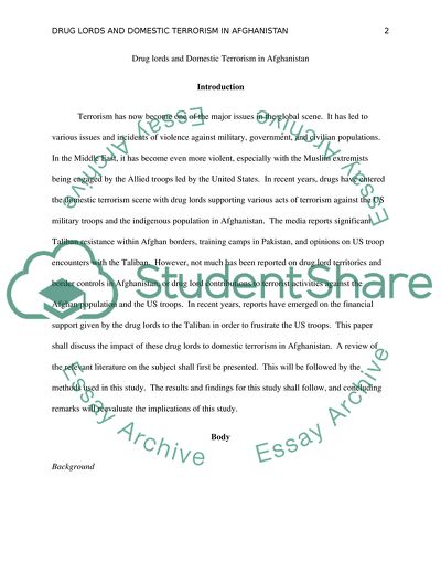 Drug Lords and Domestic Terrorism in Afghanistan