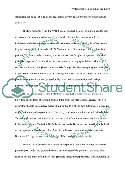 Professional Values, Ethics and Law