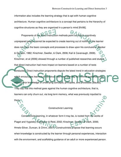 Between Constructivist Learning and Direct Instruction