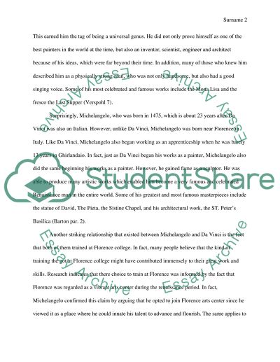 Relationship of D Vinci and Michelangelo