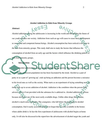 Minority kids with alcohol addicition