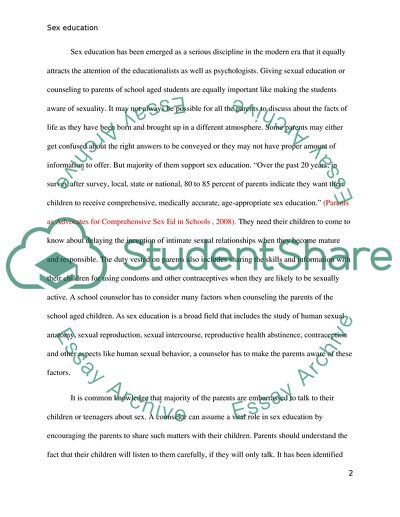 School Counselor in Charge of Presenting a Sex Education Course to Parents of School Aged Children