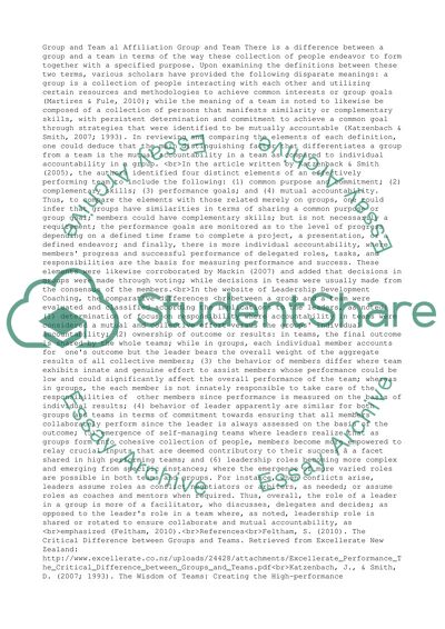 Differences between Group and Team