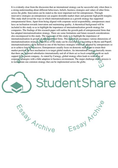 Growth through Internationalisation among Entrepreneurial Firms