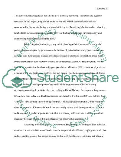 Globalization: Chronic Poverty and Health