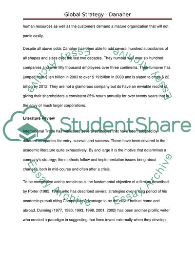 Danaher Corporation Global Competitive Strategy