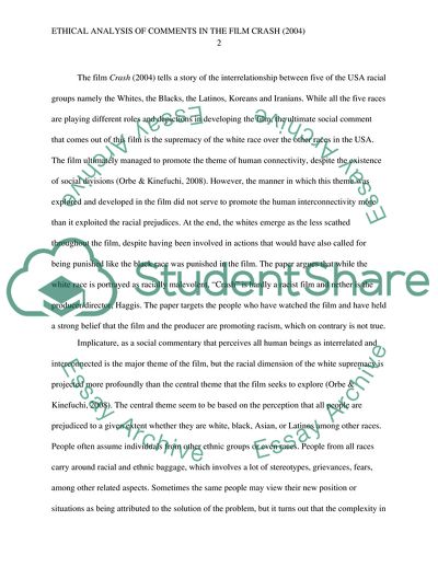 Ethical Analysis of Comments on White Supremacist in the film Crash