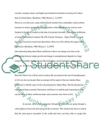 The using Okuns law to track and analyze the changes in the unemployment rates over the last decade