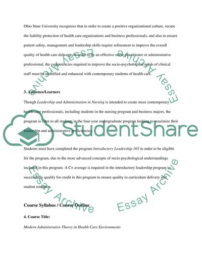 Leadership and Administration in Nursing at Ohio State University