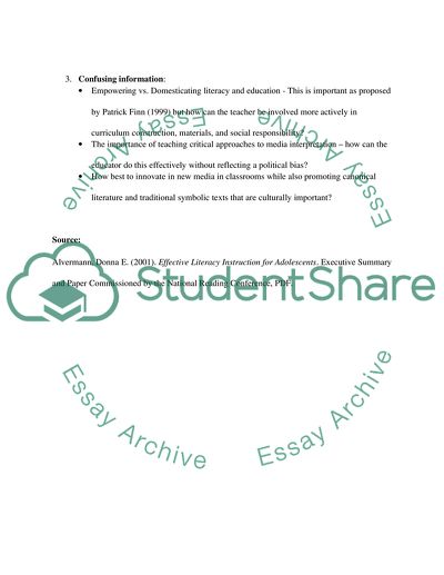 Note for Effective literacy Instruction for Adolescents ( Response for this article