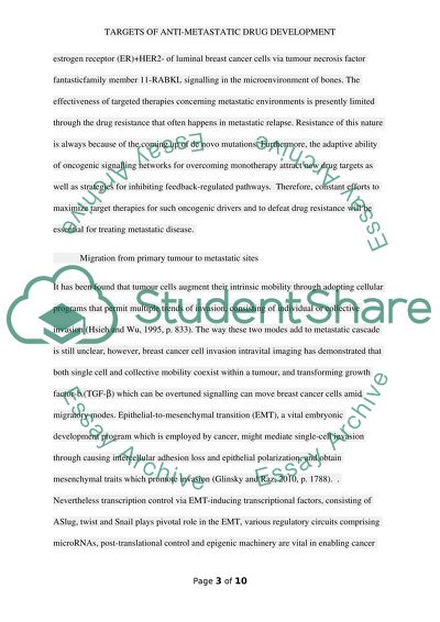 Targets of Anti-Metastatic Drug Development