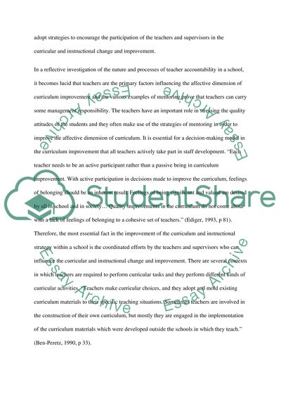 Analyzing The Roles Of Teachers And Supervisors In Curricular And Instructional Change And Improvement