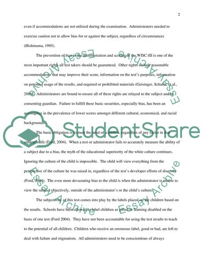 The Wechsler intelligence scale for children