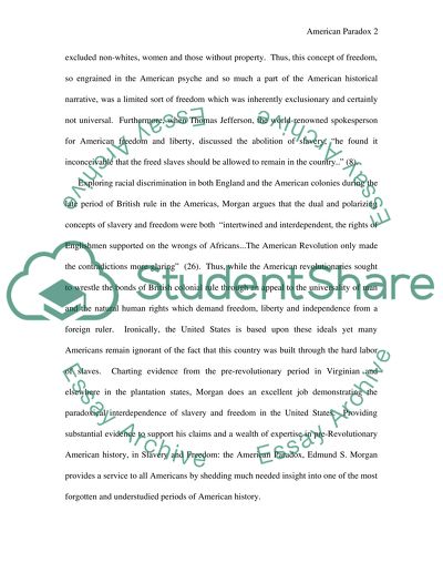 Slavery and Freedom: The American Paradox