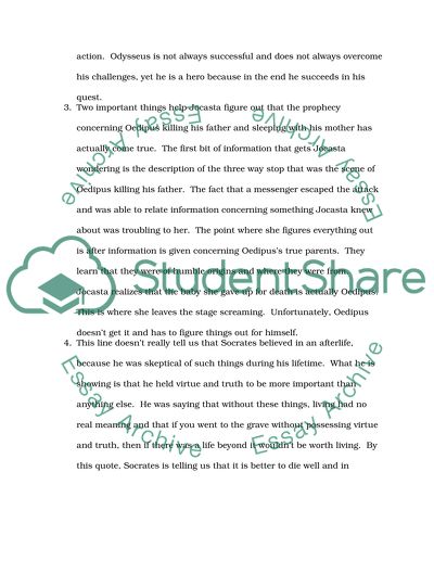 Old Testament/ The Odyssey/ Oedipus the King/ Platos Apology of Socrates