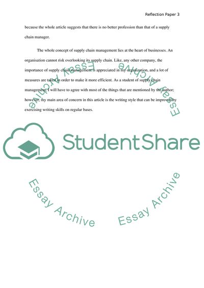 Reflection/Participation Paper