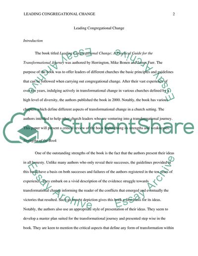 Analysis of Leading Congregational Change by Herrington, Mike Bonen and James Furr