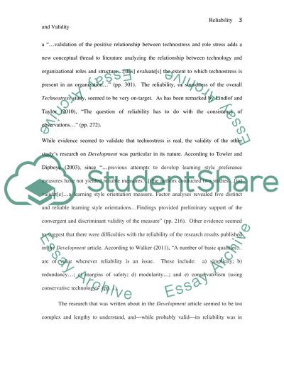 Reliability and Validity