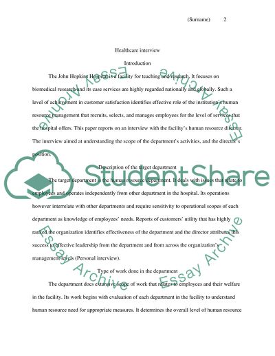 The Target Department of the John Hopkins Hospital