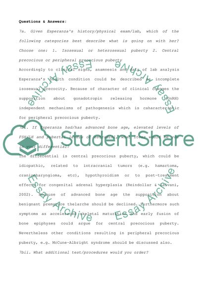 Analysis of History, Physical Exam, and Lab of Patient with McCune-Albright Syndrome