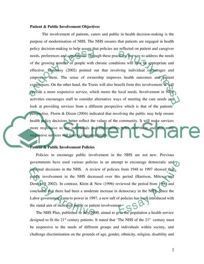 Patient & Public Involvement Definition and Objectives