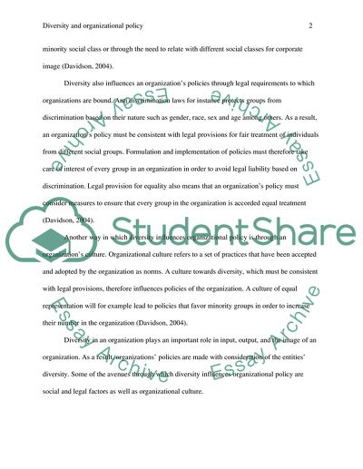 Identify three ways that diversity impacts organizational policies