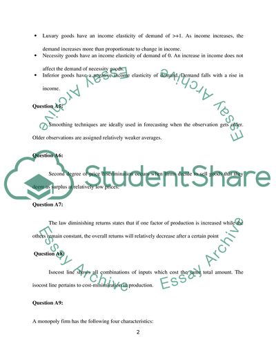 Exam - MANAGERIAL ECONOMICS