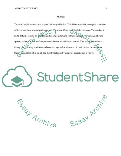 Addictions Theory - Theoretical Conceptualization