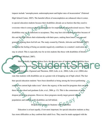 The Reasons Why Special Education Students Drop Out of High School