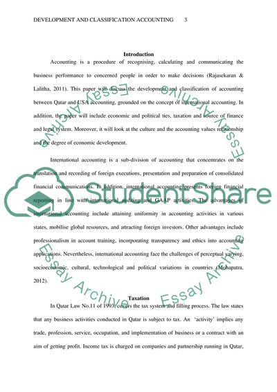 Development and Classification Accounting