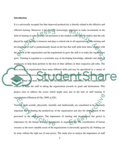 The Training and Development of Staff