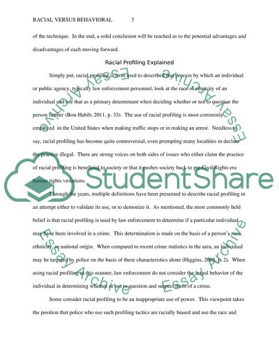 Racial versus Behavioral Profiling