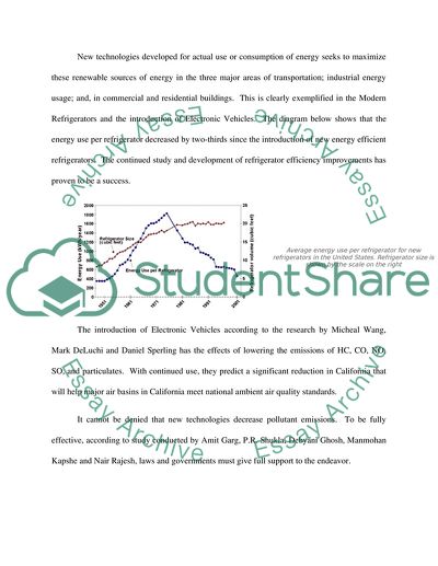 Changes in technology anticipated to change the pattern of pollutant emissions