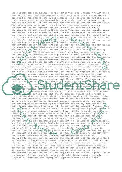 Supply Chain - Six Catagories of Cost