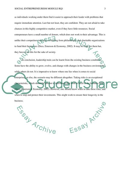 Social Entrepreneurism Module RQ1