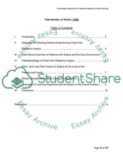 Patients with Angina and the Care Environment