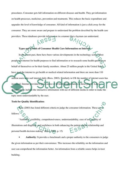 Consumer Online Health Information