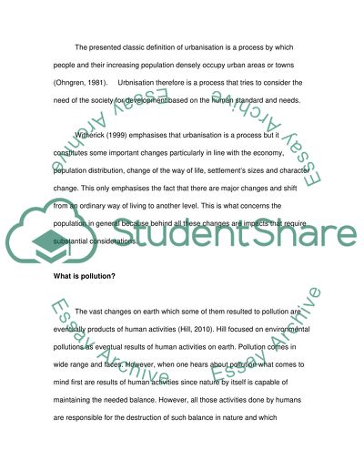 The Connection Between Urbanisation And Pollution