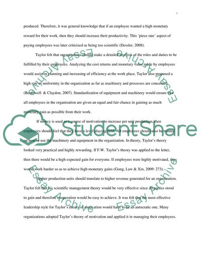 Fredrick Winslow Taylors Theory on Motivation