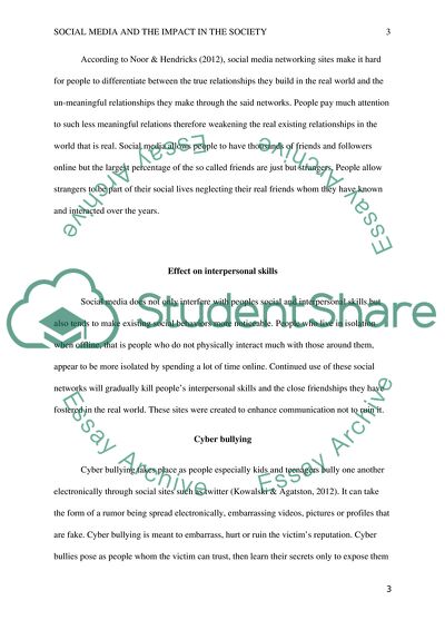 Social Media and the Impact in the Society