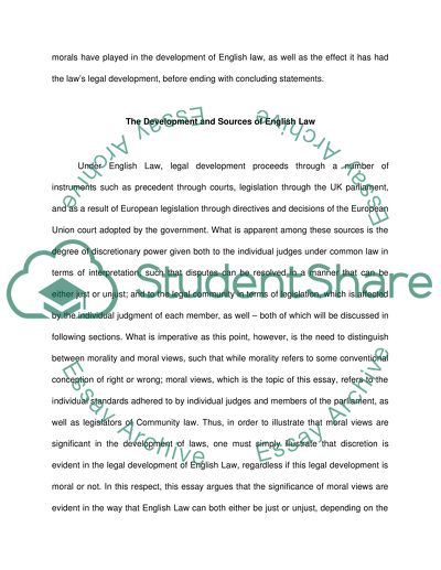 The Significance that Moral Views in the Development of English Law