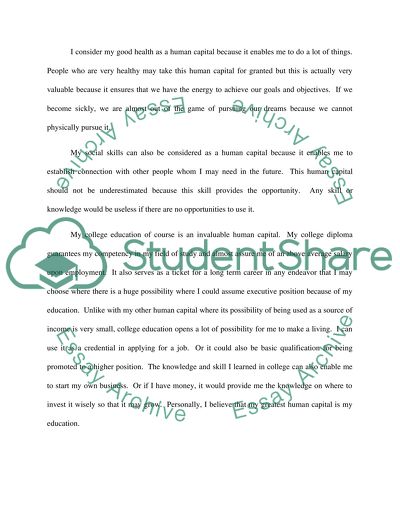 Make a list of your human capital