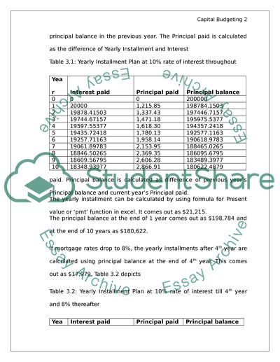 Capital Budgeting: Math Case Study (Answering questions)